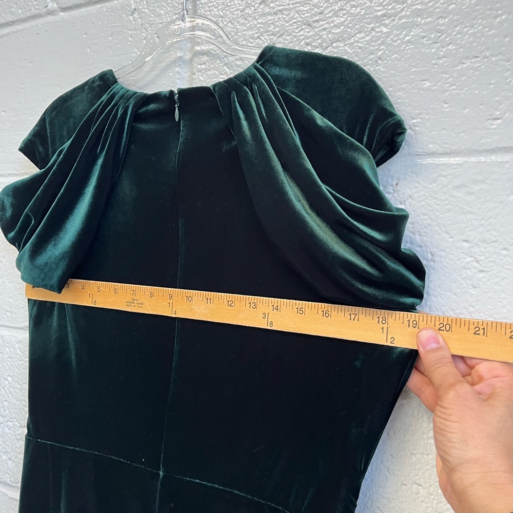 Ralph Lauren LAUREN Green Velvet Ruched Dress Sz. 14 NWT - Picture 7 of 12